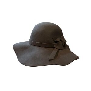 Grey Wool Cloche Hat with Bow Womens Dress Church Funeral‎ Party Formal Fancy